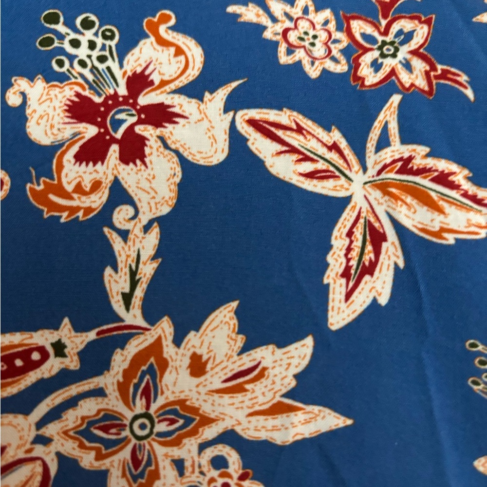 Floral Print Blue Fabric